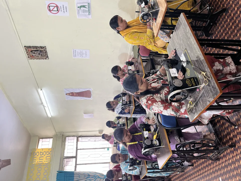 Anjan Institute of Fashion Design classroom with students learning fashion design in Belagavi